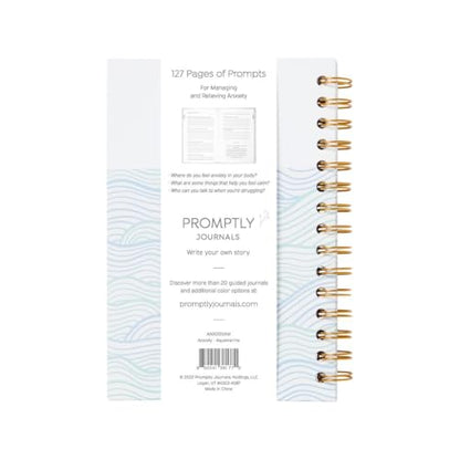 Promptly Journals, Peace of Mind: A Journal to Calm Anxiety (Aquamarine Bue, Linen/Leatherette) | Anxiety Relief | Mental Health Journal | Anxiety Self-Help Journal | Anxiety Coping Journal - color: Aquamarine Bue