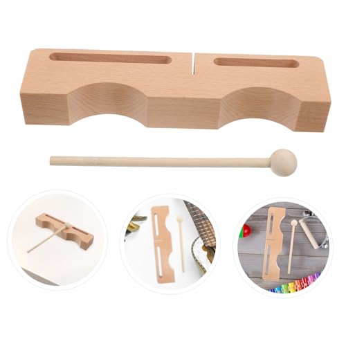 BESPORTBLE Wooden Rhythm Block with Mallet Dual Bass Tone Percussion Instrument for Adults Light Yellow Hardwood Design for Music Education and Performances