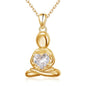 S925 Sterling Silver Meditating Fairy Pendant Neckalce for Women Figure Hugging Heart CZ Zen-Inspired Jewelry for Yoga Meditation