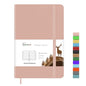Notebook Journal, Lined Leather Hard Cover,100Gsm Thick Paper with Inner Pocket for Writing Note Taking Office School,5"×8.25"(Pink)