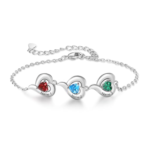 Personalized Mother Bracelet with Birthstones - Adjustable Name Bracelet for Mom, Grandma, Women | Unique Gifts for Mothers Day, Custom Mom Jewelry for Her