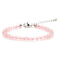 Crystal Bracelet for Women, Natural 4mm Faceted Beads Adjustable Bracelet, Small Beaded Healing Gemstone Bracelet - color: Rose Quartz
