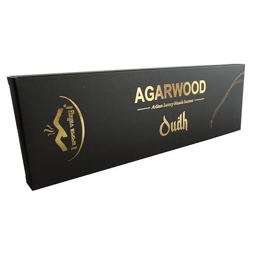Oud Agarwood Incense Sticks - Artisan Luxury Masala Incense - Handrolled Long-Burning (75 Minutes) Extra-Thick Sticks - Exotic Divine Scent for Home, Spirituality & Meditation - Oudh
