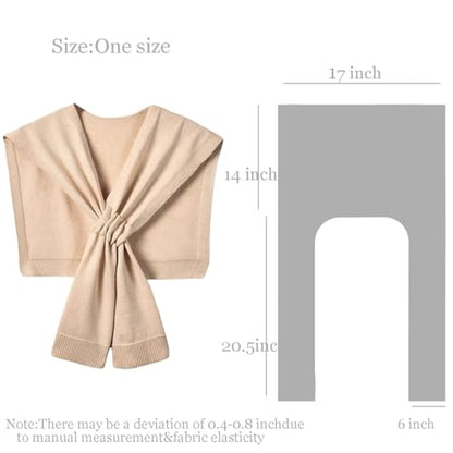 Sweater Shawl Wraps for Women Fashion Knitted Shoulder Shawls Ponchos Casual Sweaters Scarf Cape Wraps with Sleeves - color: 01 Apricot
