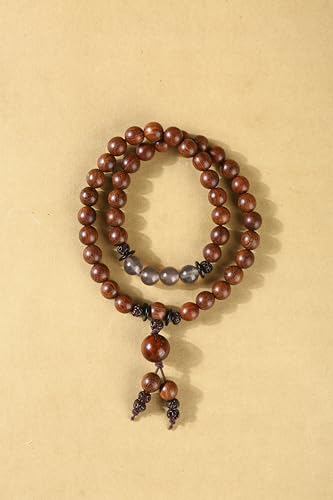 Unisex mala bracelet for Men and Women, Healing Bracelet, natural wood, 45 beads 8mm, 15" stretch, double‑wrap, meditation & luck, with gift pouch.