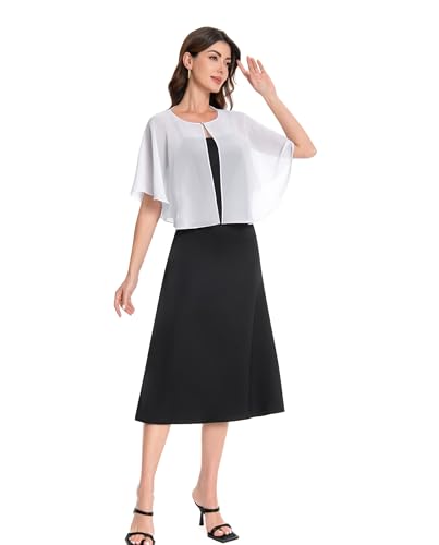 Baoqiya Capelets for women Chiffon Cape Soft Shawls and Wraps Wedding Capes 1920s flapper Cover Up - color: Ivory