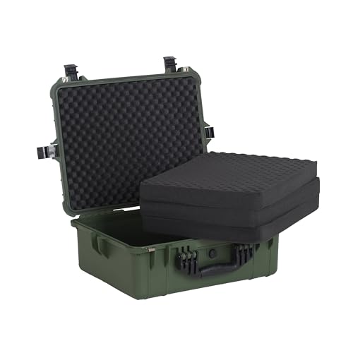 MEIJIA Portable All Weather Waterproof Protective Hard Case,Compact Camera Case with Customizable Fit Foam,Fit Use of Drones,Camera,Equipments,20.62 x16.85x8.11inches (Green) - color: Green