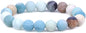 Amandastone Natural Gemstone 10mm Round Beads Stretch Bracelet 7 Inch - color: Matt Multicolor Amazonite