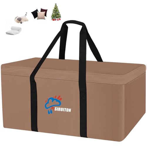 SIRUITON 69”L x 29.5”W x 21.6”H Outdoor Cushion Storage Bag,Patio Furniture Cushion Storage Bag,Heavy Duty 600D Oxford Garden Cushion Storage Covers, Waterproof Christmas Tree Storage Bags. - color: Brown, size: 69x29.5x21.6in