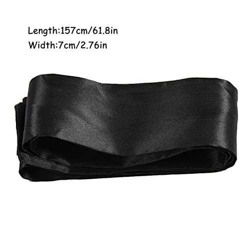 2Pcs Satin Eye Mask Sleep Mask, 157cm/62inch Adjustable Blindfold Soft Satin Eye Covers Gifts for Women for Travel, Nap, Meditation,157cm/62inch(Black) - color: Black