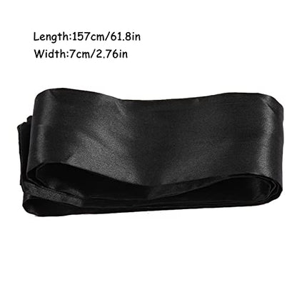 2Pcs Satin Eye Mask Sleep Mask, 157cm/62inch Adjustable Blindfold Soft Satin Eye Covers Gifts for Women for Travel, Nap, Meditation,157cm/62inch(Black) - color: Black