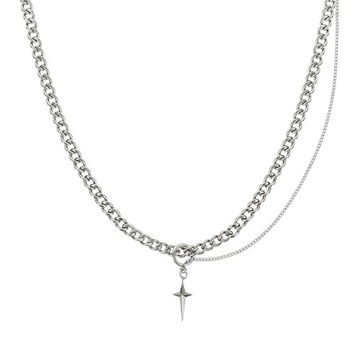 Y2k Irregular Necklace Star Pendant Moonlight Stone Fashion Collar Chain Design Spicy Silver Jewelry for Women - color: Style23