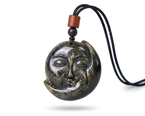 Crystal Pendant Necklaces Healing love Women's Men's choker Obsidian Tiger eye White Crystal Black Gold waterproof dainty Charm stackable statement Cute Stone necklace Unisex - style: Crystal pendant Golden Sunmoon