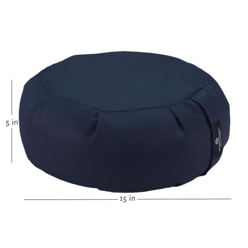 Hugger Mugger Zafu Meditation Cushion - Support in Cross-Legged Sitting, Buckwheat Filled, Durable Fabric, Convenient Handle, Handmade in USA