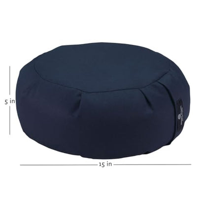 Hugger Mugger Zafu Meditation Cushion - Support in Cross-Legged Sitting, Buckwheat Filled, Durable Fabric, Convenient Handle, Handmade in USA