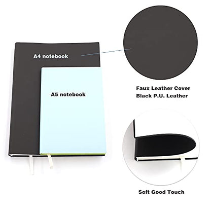 Large Journal Notebook, Lined Papers, A4 8.4x11.4 inches, 200 Pages, Soft Faux Leather Cover (Black, Ruled) - color: Black, Ruled, 200Pages