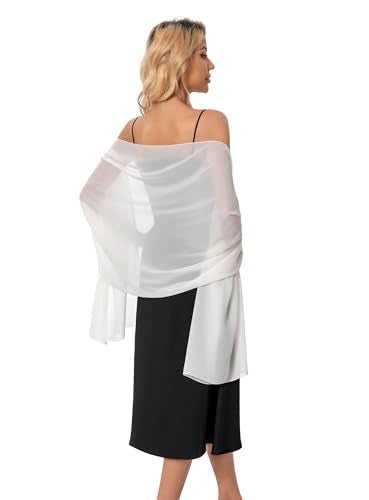 Chiffon Shawls and Wraps for Evening Dresses Women Elegant Soft Scarf Bridal Scarve Wedding Stole - color: Cream, size: One Size