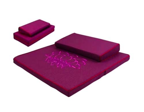 Portable Foldable Meditation Cushion Mat Set, Larger Thick Yoga Mat Bolster Floor Pillows Seating for Adults Meditation Accessories(Size:60x60cm(24x24inch),Color:Purple) - color: Purple, size: 60x60cm(24x24inch)