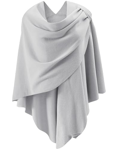 Womens Open Front Poncho Sweater Wrap Topper Knitted Elegant Shawls Cape for Spring Fall Winter - color: Series 1-grey
