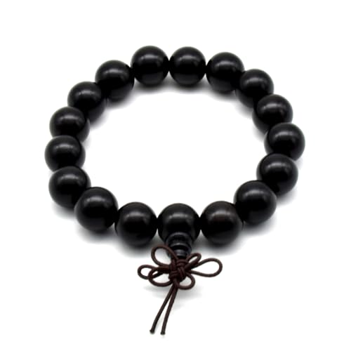 Zen Dear Unisex Natural Ebony Wood Buddhist Prayer Bead Necklace Bracelet Tibetan Prayer Mala Beaded Black - style: 12mm 17beads