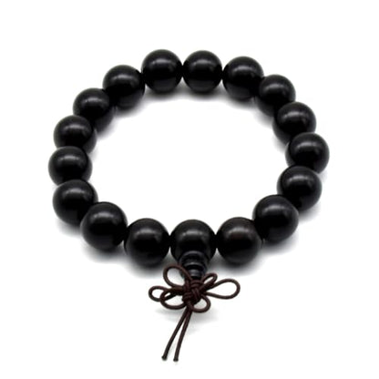 Zen Dear Unisex Natural Ebony Wood Buddhist Prayer Bead Necklace Bracelet Tibetan Prayer Mala Beaded Black - style: 12mm 17beads