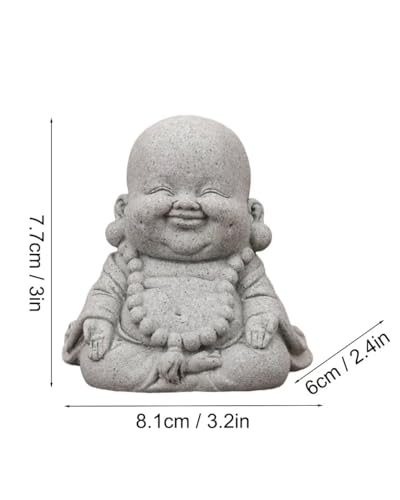 Mini Monk Buddha Statue Sandstone Statues Zen Monk Praying Statue Sculptures for Wealth Good Luck Feng Shui Decor Home Fish Tank Aquarium Garden (Style 17) - style: Style 17