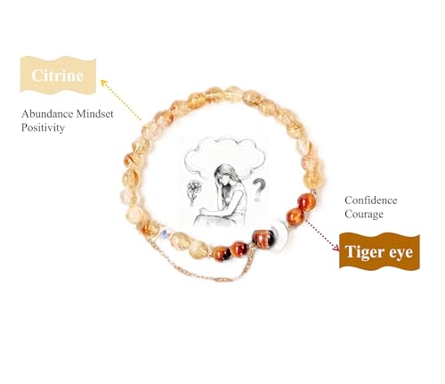 Birth Flower Crystal Bracelets for Women, Handmade Natural Gemstone Stretch Jewelry with Healing & Positive Energy - color: Nov. Chrysanthemum & Citrine
