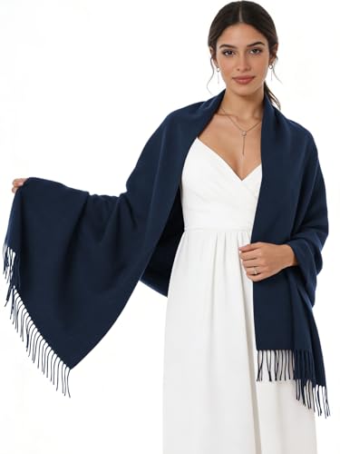 Sumolux Scarf for Women Pashmina Shawls Wraps for Evening Dresses Wedding Bridesmaid Gifts Winter Warm Soft Scarves - color: Navy Blue
