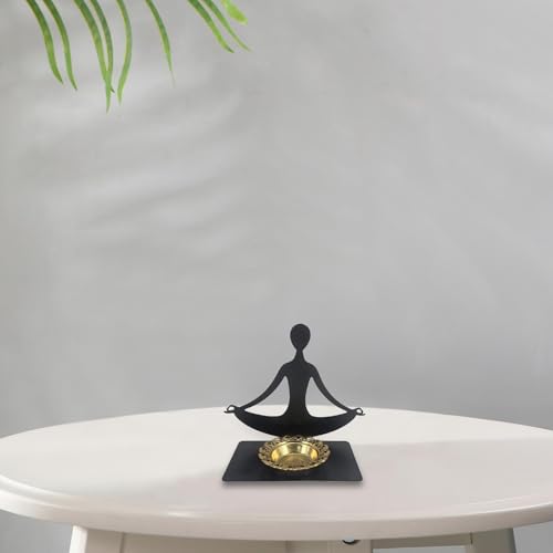 Fenteer Yoga Holder Burner Decorative Iron Art Abstract Figure Table Centerpiece Desktop Ornament for Living Room SPA, Style B