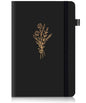 Lined Journal Notebook for Women Cute Leather Journals for Writing Aesthetic Floral Diary 192 Pages A5 Hardcover Journaling Notebooks with Pen Loop, 5.7 x 8.3 in, Black - color: Black