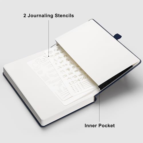RETTACY Dotted Journal Notebook, 2-Pack, 160 Numbered Pages per Pack, A5 Medium Size (5.7'' x 8.3''), 120 GSM Thick Paper, Leather Hardcover, for Journaling (Navy Blue & Navy Blue) - color: Navy Blue & Navy Blue, style: Dotted