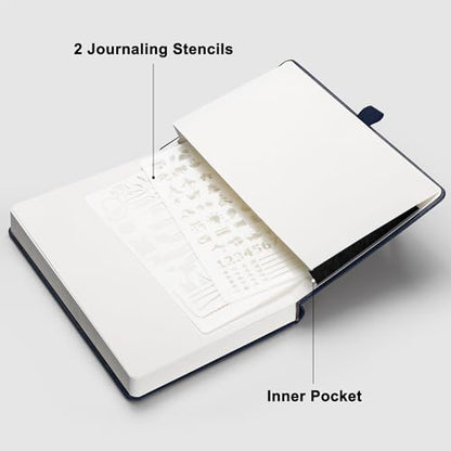 RETTACY Dotted Journal Notebook, 2-Pack, 160 Numbered Pages per Pack, A5 Medium Size (5.7'' x 8.3''), 120 GSM Thick Paper, Leather Hardcover, for Journaling (Navy Blue & Navy Blue) - color: Navy Blue & Navy Blue, style: Dotted
