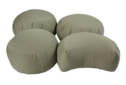 Round Buckwheat Zafu Meditation Cushion - color: Sand