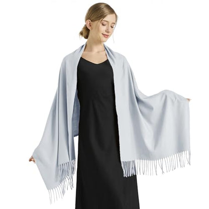 Ciormis Pashmina Scarf for Women, Soft Pashminas Shawls and Wraps for Evening Dresses, Wedding Bride Bridesmaid Shawls Scarf - color: Light Gray