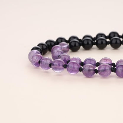COAI Handmade 108 Beads Mala Necklace for Women, Green Aventurine/Amethyst Onyx 7 Chakra Necklace for Women - style: Onyx & Amethyst