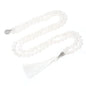 108 Mala Beads Necklace Semi-Precious Gem Stones Meditation Necklace 108 Hand Knotted Japa Mala Beaded Tassel Necklace with Tree of Life Pendant - color: White Marble