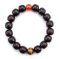 Meditaiton Men Beaded Bracelets, Handmade Sandalwood Mala Beads, Buddhist Prayer Red Wood Bracelets, Comfortable for Daily Wear Yoga Gift for Men - color: 12x13mm Bead with Tiger Eye