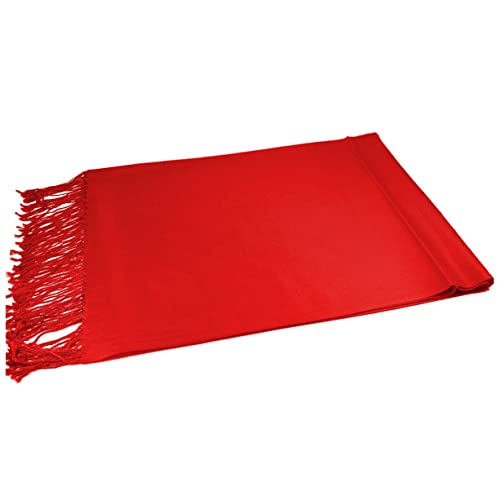 Glory Max Women Large Soft Silky Pashmina Shawl Wrap Scarf in Plain Solid Colors - color: Red