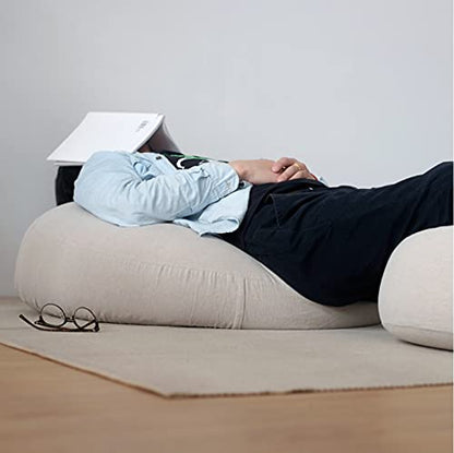 Round Meditation Cushion Breathable Cotton Linen Seat Cushion for Yoga Tatami Meditation Cushion Washable Meditation Pillow Indoor Use-White 30cm(12inch)