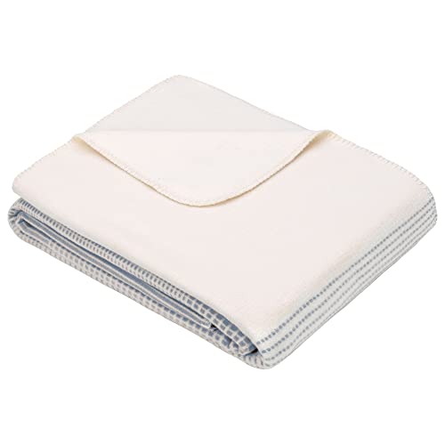 IBENA Salerno 100% Organic Cotton Cuddly Soft Jacquard Woven Ombre Throw Blanket (Blue) - color: Blue