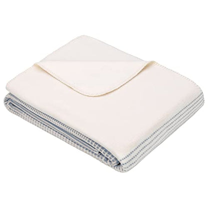 IBENA Salerno 100% Organic Cotton Cuddly Soft Jacquard Woven Ombre Throw Blanket (Blue) - color: Blue