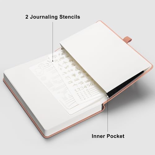 RETTACY Dotted Journal Notebook, 2-Pack, 160 Numbered Pages per Pack, A5 Medium Size (5.7'' x 8.3''), 120 GSM Thick Paper, Leather Hardcover, for Journaling, Planning, Tracking (Pink & Pink) - color: Pink & Pink, style: Dotted
