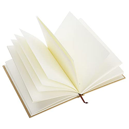 ZEAYEA 4 Pack A5 Blank Notebook Journal, 6 x 8.5 Inch Hardcover Notebook, 120 Sheets/ 240 Pages Per Book, 100gsm Thick Paper, Kraft Unlined Sketch Book for Student, Office, School and Journal Refills