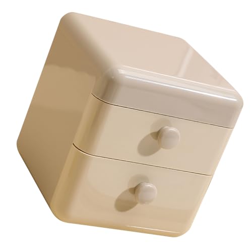 2-Drawer Desktop Organizer with Flip Lid, Plastic Storage Box for Jewelry, Stationery, Home, Dorm, Office