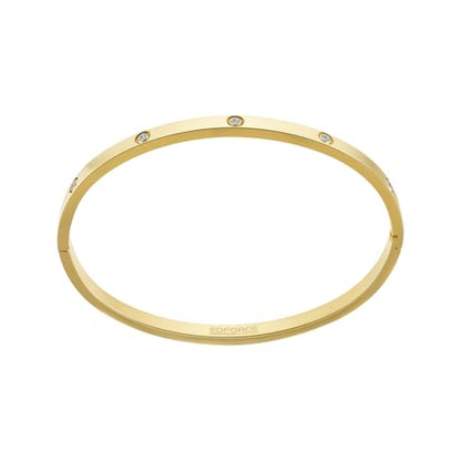 4mm Width Thin Love CZ Bangle Bracelet for Women - color: Gold