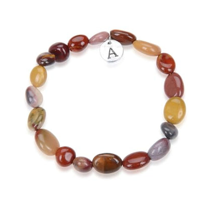 Adabele 1pc Natural Stretch Gemstone Bracelet 7mm-10mm Free Form Bead 7 Inch 7.5 Inch Healing Crystal Engergy Quartz Chakra Jewelry Women Birthday Gift - color: Mookaite Jasper, size: 7 Inch (bead size 7-10mm)