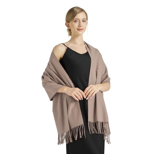 Ciormis Pashmina Scarf for Women, Soft Pashminas Shawls and Wraps for Evening Dresses, Wedding Bride Bridesmaid Shawls Scarf - color: Light Camel
