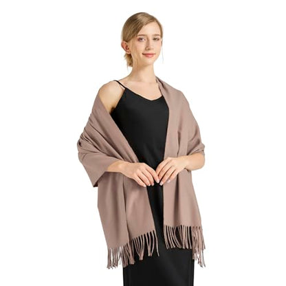 Ciormis Pashmina Scarf for Women, Soft Pashminas Shawls and Wraps for Evening Dresses, Wedding Bride Bridesmaid Shawls Scarf - color: Light Camel