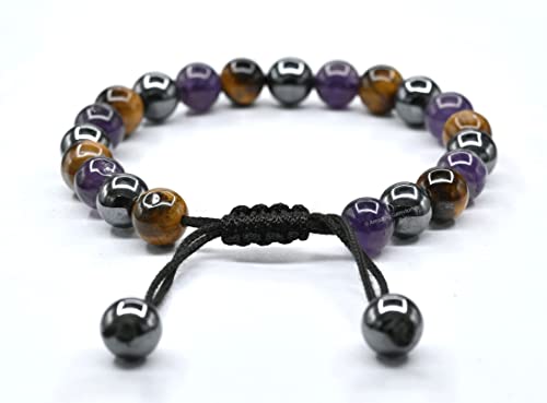 Amazing Gemstone Quit Smoking Cessation Quit Vaping Aid Bracelet - Hematite Tiger Eye Amethyst Bracelet Set for Men Women Healing Calming Anxiety Stress Relief Gifts Pulseras Para Hombres Mujer - color: Quit Smoking