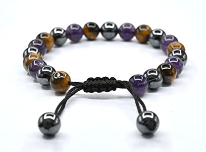 Amazing Gemstone Quit Smoking Cessation Quit Vaping Aid Bracelet - Hematite Tiger Eye Amethyst Bracelet Set for Men Women Healing Calming Anxiety Stress Relief Gifts Pulseras Para Hombres Mujer - color: Quit Smoking